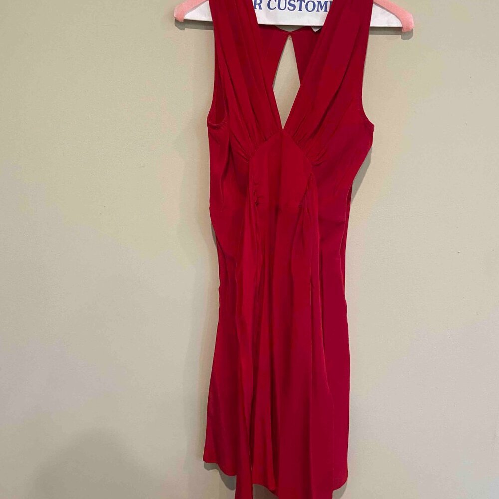 Imitation of Christ - 100% Silk Red dress - back sexy opening - size 6